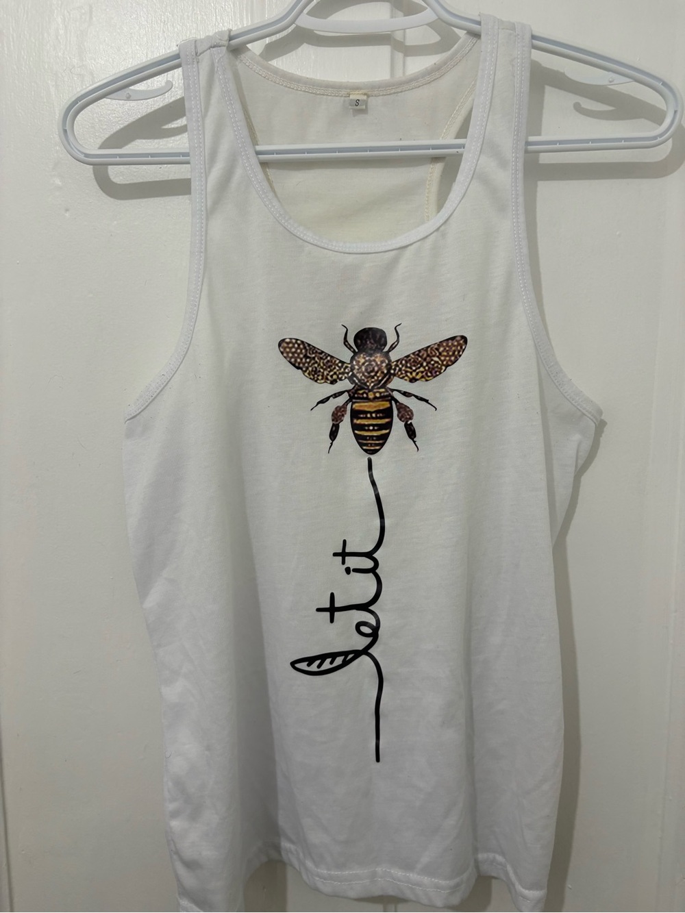 White Tank Top with Bee Graphic
